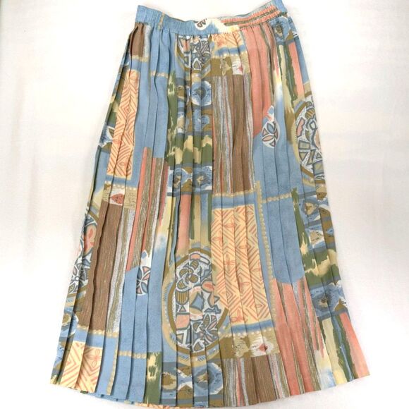 Vintage Alfred Dunner Silky Pastel Pleated Cottagecore Retro Midi Skirt Size 10 - Picture 3 of 6